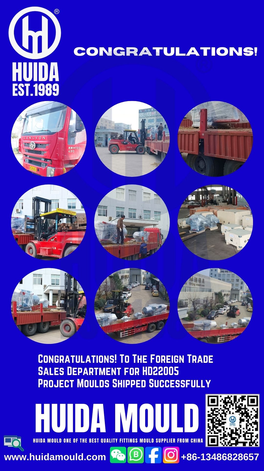 Congratulations! To The Foreign Trade Sales Department for HD22005 Project Moulds Shipped Successfully