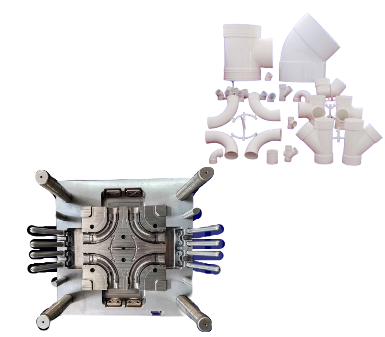 DIFFERENT SIZES OF PVC FITTING MOULD